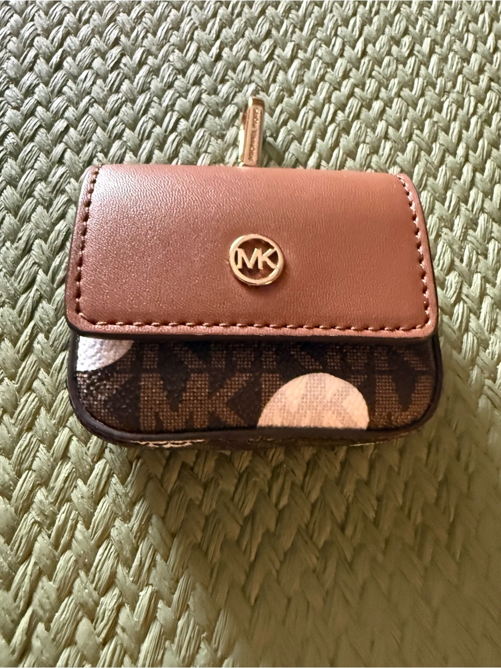 Michael Kors Brown Leather & Monogram Polka Dot Pouch